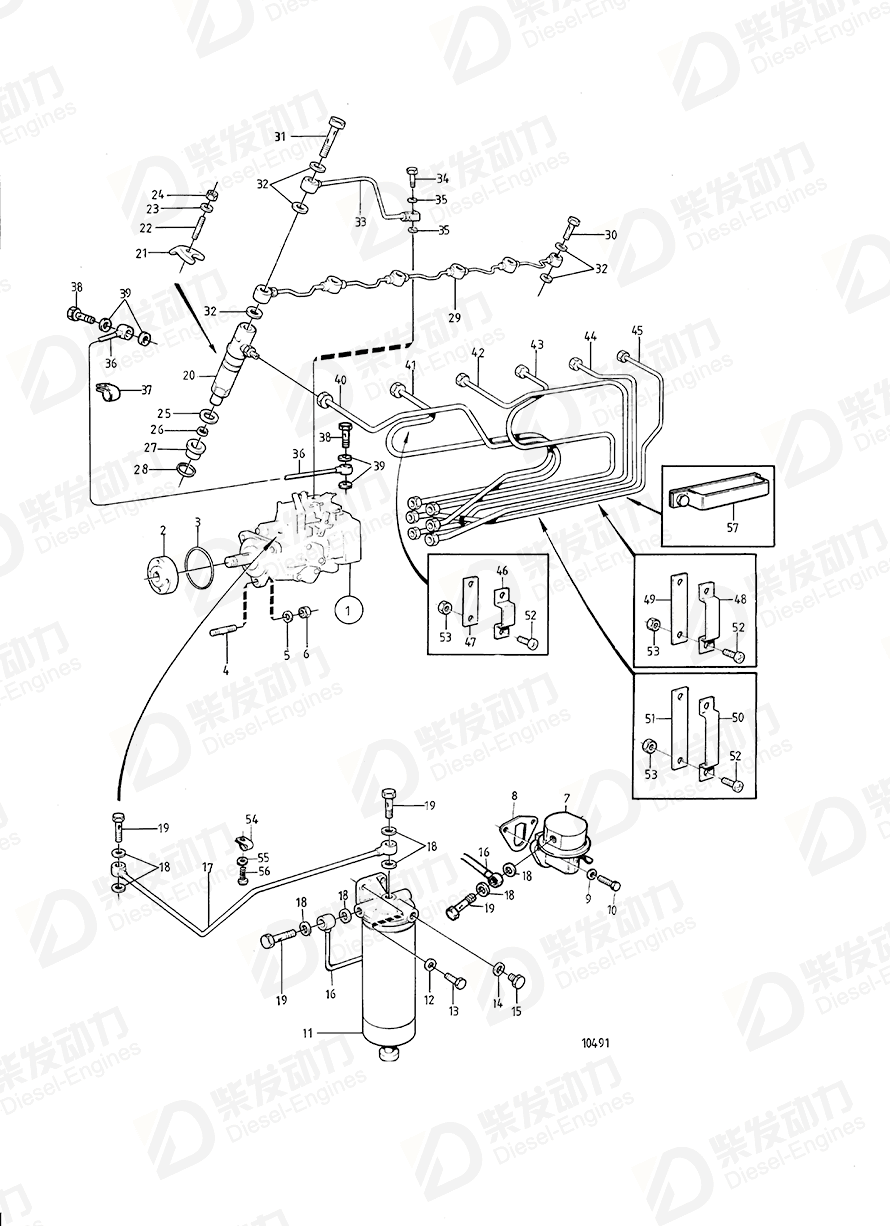 volvo penta Fuel pump 1542170 Drawing volvo penta Fuel pump 1542170 Drawing